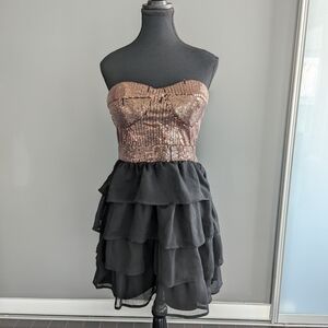4 FOR $100  -  Sequin Strapless Black Dress